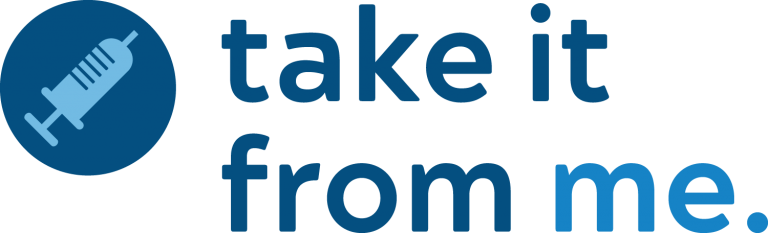 Logo for Take it From Me with image of a shot